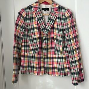 Talbots petite plaid linen blazer